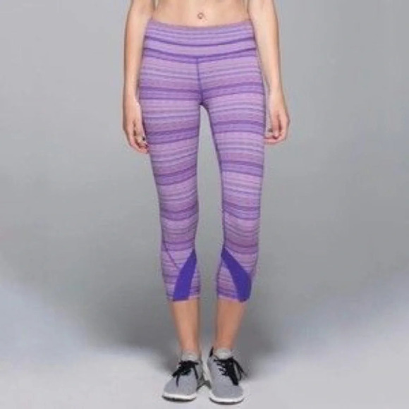 Lululemon Inspire Crop II Space Dye Leggings Purple Twist Iris Flower Pink Shell - Picture 11 of 11